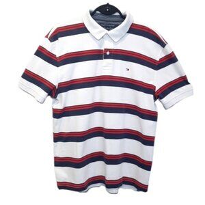 Tommy Hilfiger Striped Polo Shirt Short Sleeve Collared Top Golf Mens Size Large